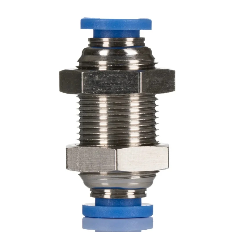 SMC Pneumatic Bulkhead Tube-to-Tube Adapter Nickel Plated Brass Push In 8 mm 10 bar 0-60°C 916-0827