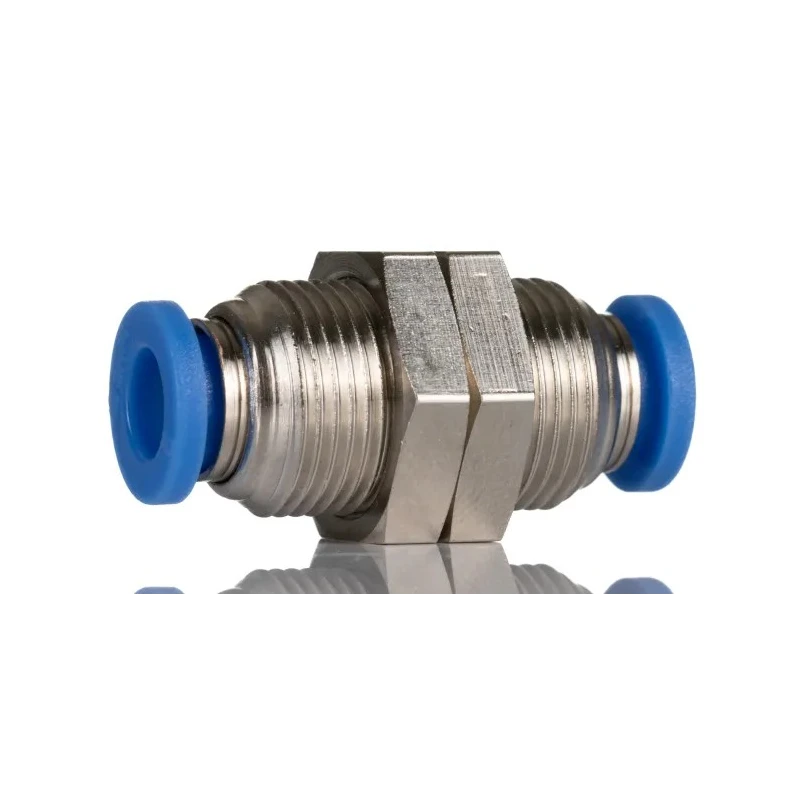 SMC Pneumatic Bulkhead Tube-to-Tube Adapter Nickel Plated Brass Push In 8 mm 10 bar 0-60°C 916-0827