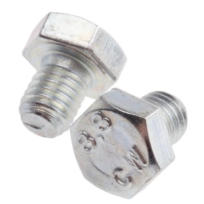RS PRO Bright Zinc Steel Hex Bolt M8 x 10 mm Grade 8.8 Steel DIN 933 917-2864