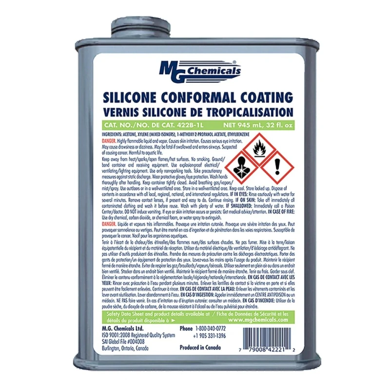 MG Chemicals Transparent Silicone Conformal Coating 1 L Tin, Operating Temperature -40°C to 200°C 422B-1L