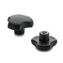 Elesa Black Polyamide Multiple Lobes Clamping Knob M5 Threaded Hole 167116