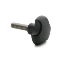 Elesa Black Polyamide 3-Arm Clamping Knob, M10 Thread Size, Threaded Stud Mount, Knob Diameter 50 mm, Model 167493