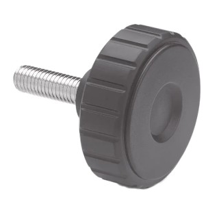 Elesa Black Polypropylene Knurled Clamping Knob M8 Threaded Stud 54 mm Diameter 134436