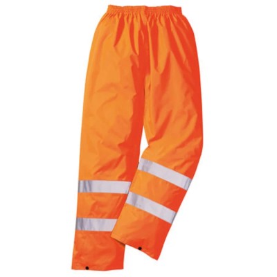 Portwest Unisex Hi Vis Motorway Traffic Waterproof Polyester Trousers Orange XL Waist 31in Leg 918-5872