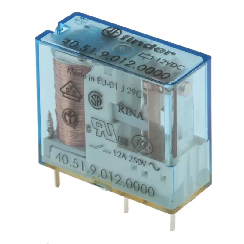 Finder PCB Power Relay 12V DC Coil 10A Switching Current SPDT 40.51.9.012.0000