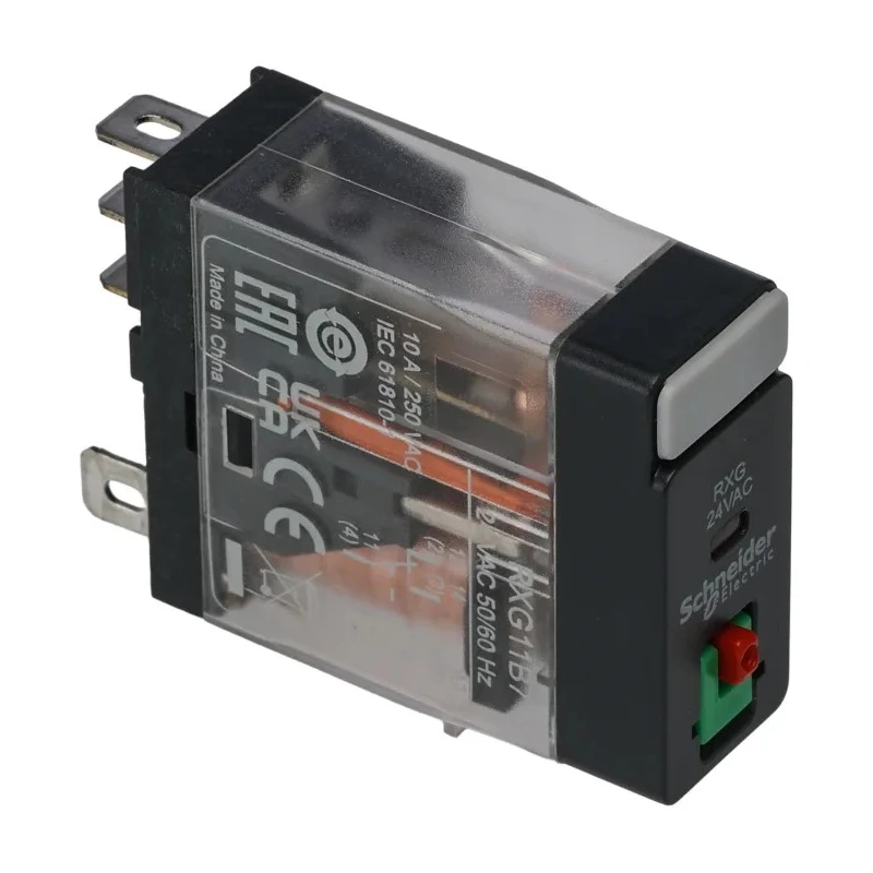 Schneider Electric Power Relay with 24V AC Coil, 10A Switching Current, SPDT Contact Configuration RXG11B7