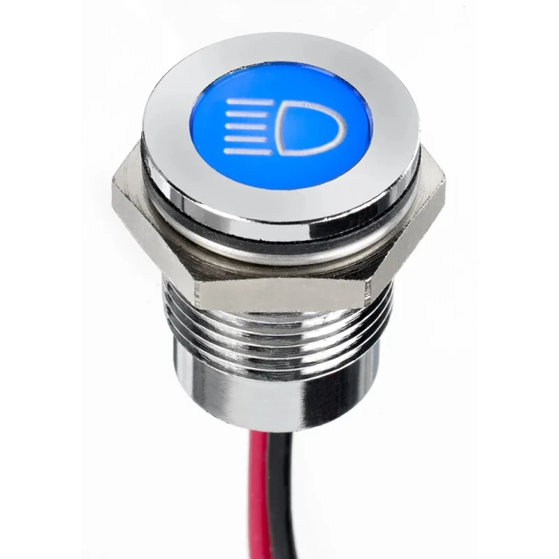 APEM Blue Panel Mount LED Indicator 14 mm, Lead Wire Termination, IP67, 13.2V DC Q14F5CXXB12E-0AJ