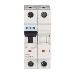 Eaton xEffect Miniature Circuit Breaker 1-Pole 16A Type C 240V AC 48V DC 10kA Breaking Capacity 278674 FAZ-C16/1N