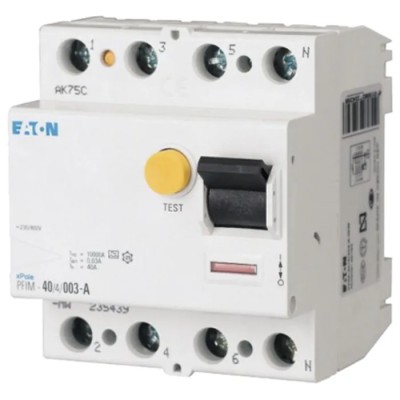 Eaton PFIM Series Residual Current Device 25A 4-Pole 300mA Type A 10kA Instantaneous Trip 230V/400V 235437 PFIM-25/4/03-A-MW