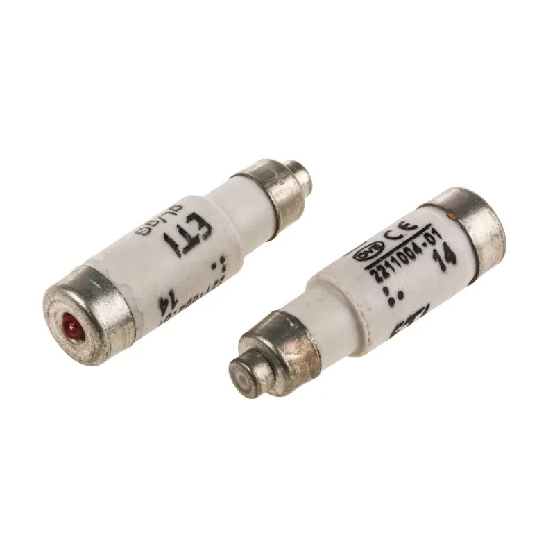 ETI 10A 400V AC D01 Neozed Fuse, E14 Thread Size, Ceramic Body, Red Cap, Breaking Capacity 50kA 2211004