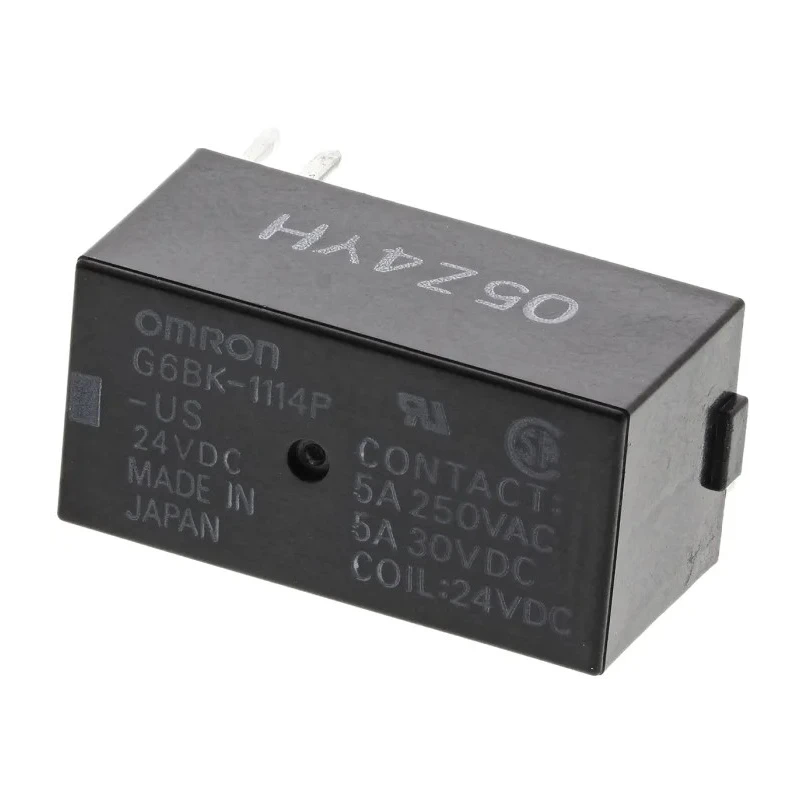 Omron Power Relay, PCB Mount, 24V DC Coil, 5A Switching Current, SPST Contact, Model G6BK-1114P-US DC24