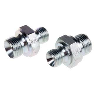 Parker Hydraulic Straight Threaded Adapter Female, Male, 60°, Steel, Zinc Finish, 0.25 in Hose ID 6-4HMK4S