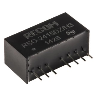 Recom Regulated Isolated DC/DC Converter 15V dc 34mA 36V dc Input 9V Input 1W Through Hole SIP Package RSO-2415DZ/H3