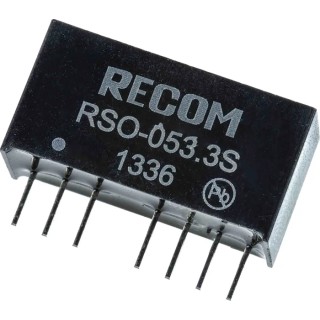 Recom DC/DC Converter 3.3V DC 300mA 9V DC Input 4.5V Input 1W Through Hole SIP-8 Package RSO-053.3S