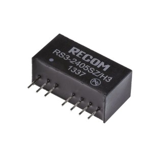 Recom DC/DC Converter 5V DC 600mA 3W 9V-27V Input Through Hole SIP Package RS3-2405SZ/H3