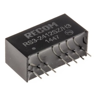 Recom DC/DC Converter 12V DC Output, 250 mA, 3W Power, 9-27V DC Input, Through Hole Mount RS3-2412SZ/H3