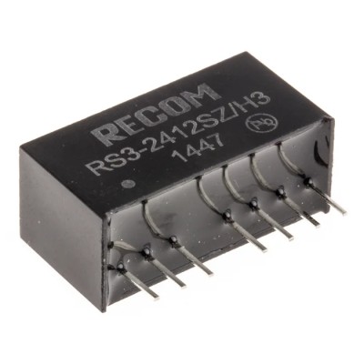 Recom DC/DC Converter 12V DC Output, 250 mA, 3W Power, 9-27V DC Input, Through Hole Mount RS3-2412SZ/H3
