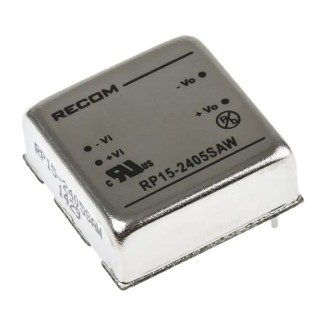 Recom RP15 AW DC/DC Converter 5V 3A 36V Input 9V Input 15W Through Hole 6-Pin 85°C Max Temperature RP15