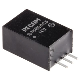 Recom Switching Regulator Through Hole 5V DC Output Voltage 72V DC Maximum Input Voltage 500mA Output Current R-78HB5.0-0.5