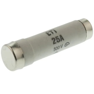 ETI D1 Diazed Fuse, 25A Current Rating, 500V AC Voltage, Ceramic Body, Yellow Cap, Breaking Capacity 50kA 2311207