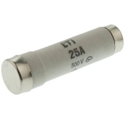 ETI D1 Diazed Fuse, 25A Current Rating, 500V AC Voltage, Ceramic Body, Yellow Cap, Breaking Capacity 50kA 2311207