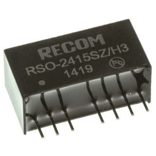 Recom DC/DC Converter, 15V DC Output, 67mA Current, 36V DC Maximum Input, Through Hole Mount, 1W Power RSO-2415SZ/H3