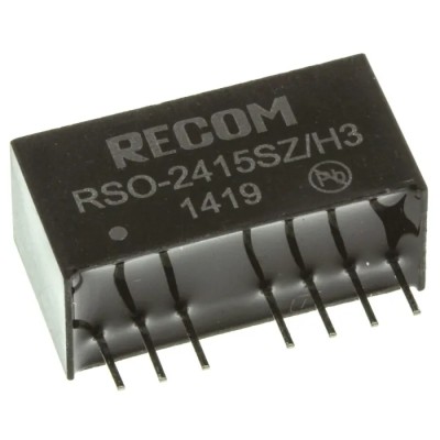 Recom DC/DC Converter, 15V DC Output, 67mA Current, 36V DC Maximum Input, Through Hole Mount, 1W Power RSO-2415SZ/H3