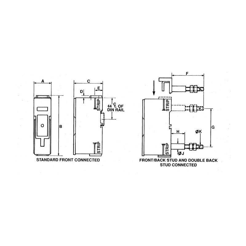 Eaton Rail Mount Fuse Holder 63A Current Rating, 1 Pole, Ceramic Body, 660V AC, Front Connected CM63F