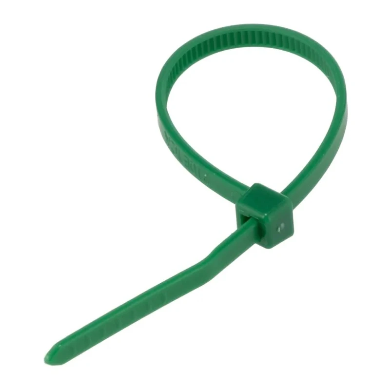 HellermannTyton Cable Tie, Non-Releasable, 100 mm x 2.5 mm, Green, Polyamide 66, T18R Series 111-01815 T18R-PA66-GN