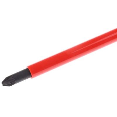 Facom Insulated Screwdriver PZ2 Tip 125 mm Blade, Bi-Material Handle, Silicon Carbide Steel Blade, VDE/1000V ATD2X125VE