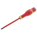 Facom Insulated Screwdriver PZ2 Tip 125 mm Blade, Bi-Material Handle, Silicon Carbide Steel Blade, VDE/1000V ATD2X125VE