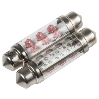 JKL Components LED Car Bulb, Red Festoon Shape 24V DC 2 lm LE-0603-04R
