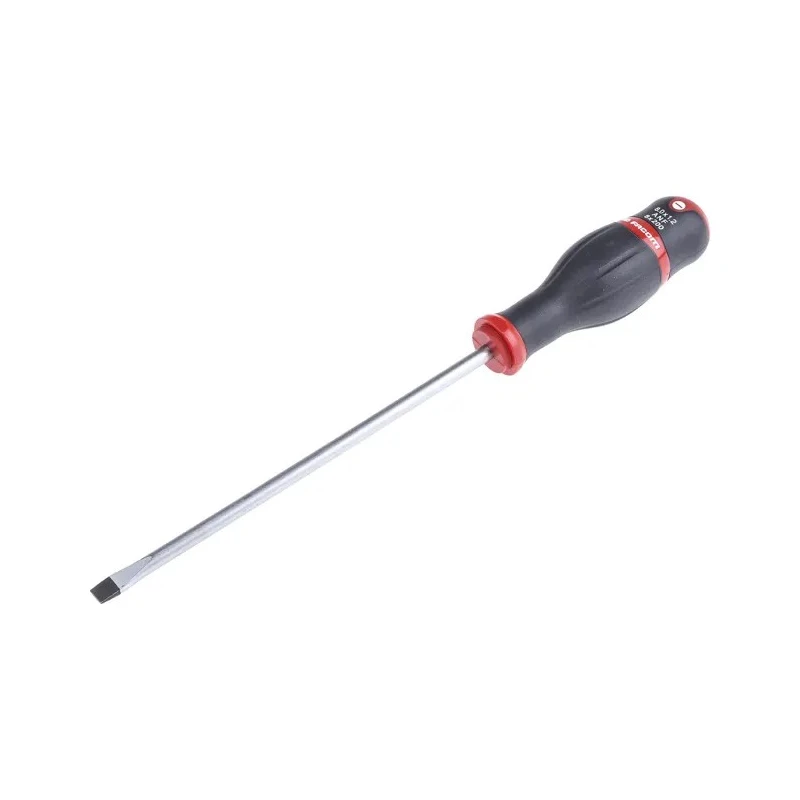 Facom Slotted Screwdriver with 200 mm Blade and 325 mm Overall Length, Insulated Bi-Material Handle ATF8X200