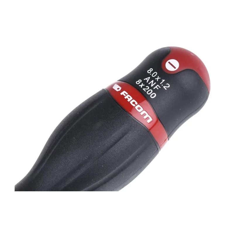 Facom Slotted Screwdriver with 200 mm Blade and 325 mm Overall Length, Insulated Bi-Material Handle ATF8X200