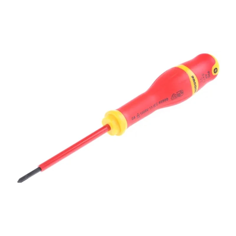 Facom Insulated Screwdriver PH0 Tip 75 mm Blade Bi-Material Handle Silicon Carbide Steel ATP0X75VE