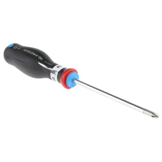 Facom Pozidriv Screwdriver with PZ2 Tip, 125 mm Blade Length, 245 mm Overall Length, Bi-Material Handle ATD2X125