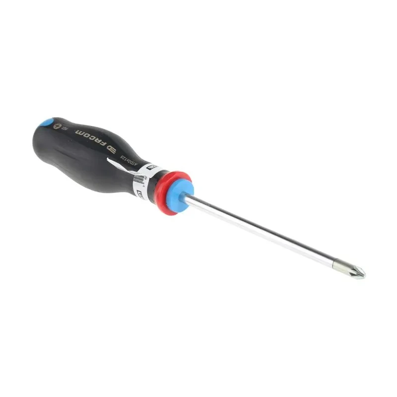 Facom Pozidriv Screwdriver with PZ2 Tip, 125 mm Blade Length, 245 mm Overall Length, Bi-Material Handle ATD2X125