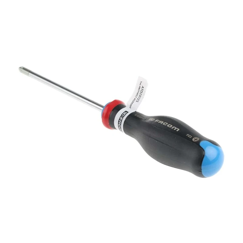 Facom Pozidriv Screwdriver with PZ2 Tip, 125 mm Blade Length, 245 mm Overall Length, Bi-Material Handle ATD2X125