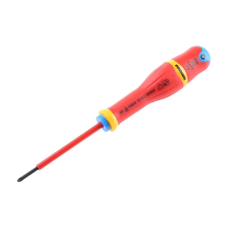 Facom Insulated Screwdriver PZ0 Tip 75 mm Blade VDE 1000V Approved 179mm Overall ATD0X75VE