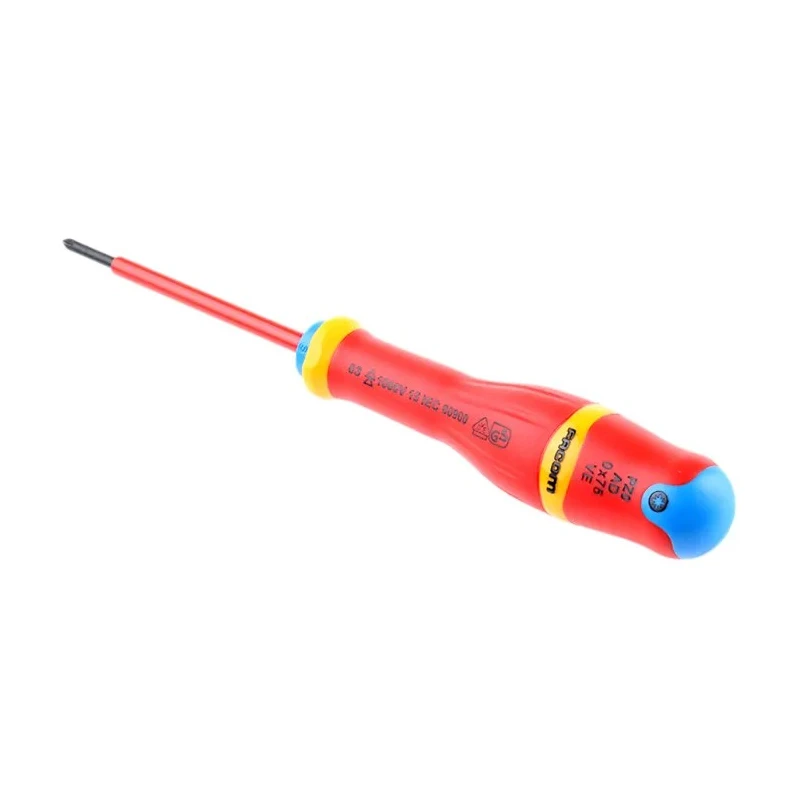 Facom Insulated Screwdriver PZ0 Tip 75 mm Blade VDE 1000V Approved 179mm Overall ATD0X75VE
