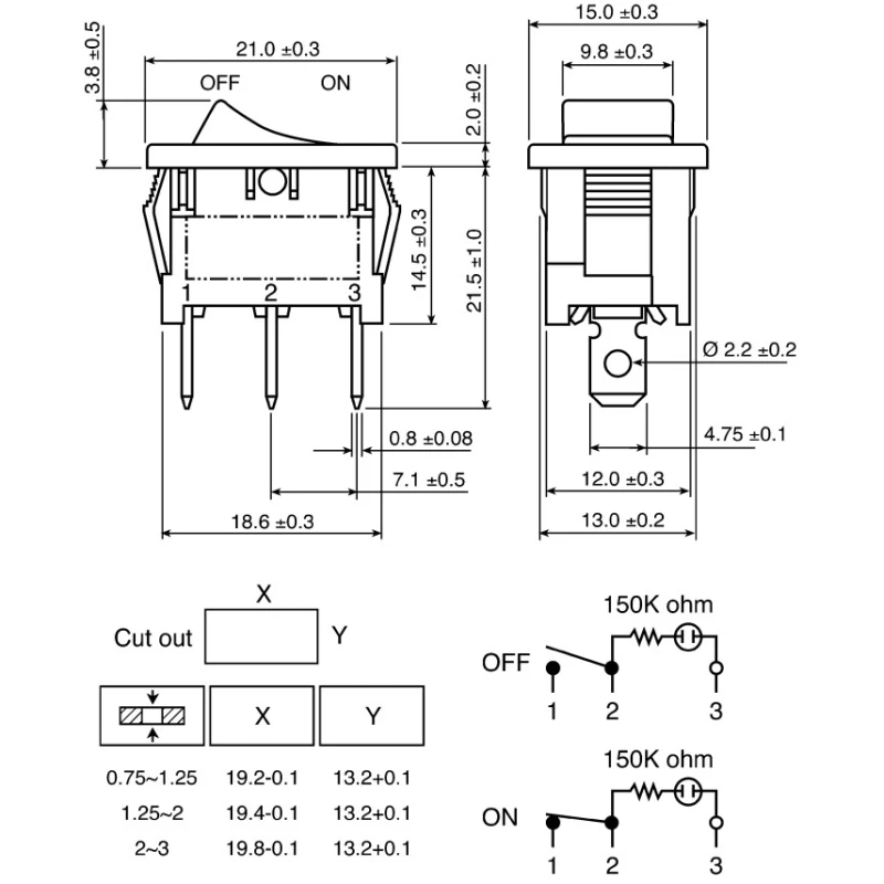 RS PRO Illuminated SPST On-Off Rocker Switch Panel Nylon Housing IP66 10A 250V AC 419-782