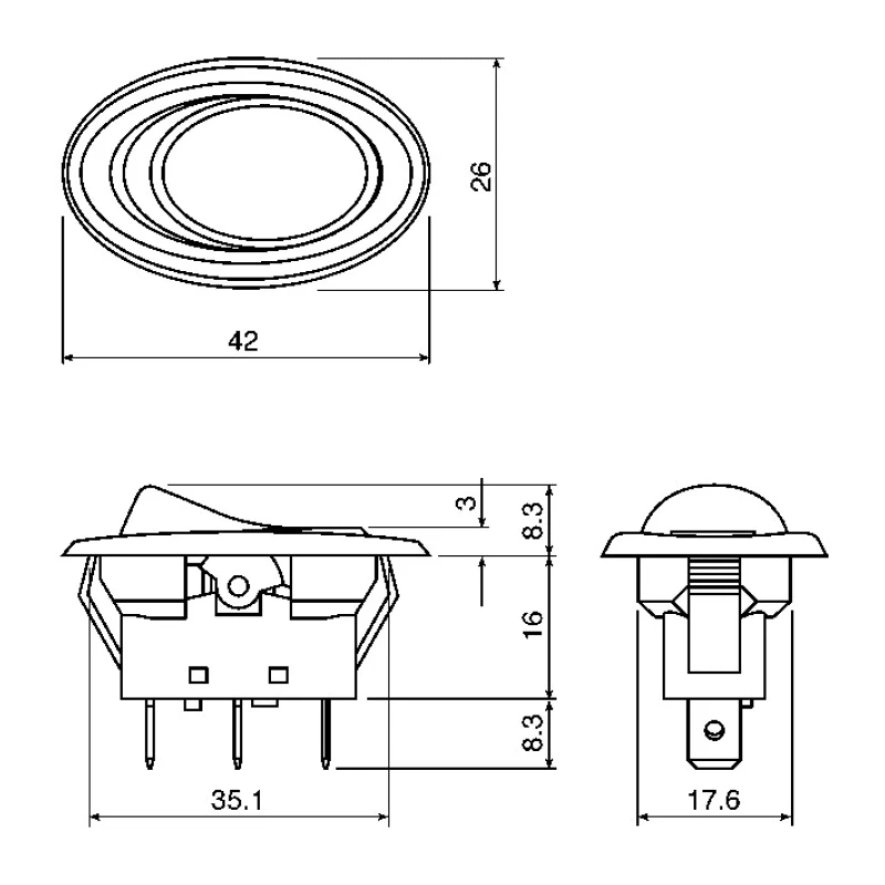 RS PRO SPST Latching On-None-On Rocker Switch Panel Nylon Housing Quick Connect Terminals 419-823
