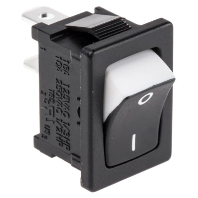 RS PRO SPST On-Off Panel Mount Nylon Rocker Switch 10A 28V DC 250V AC 419-798