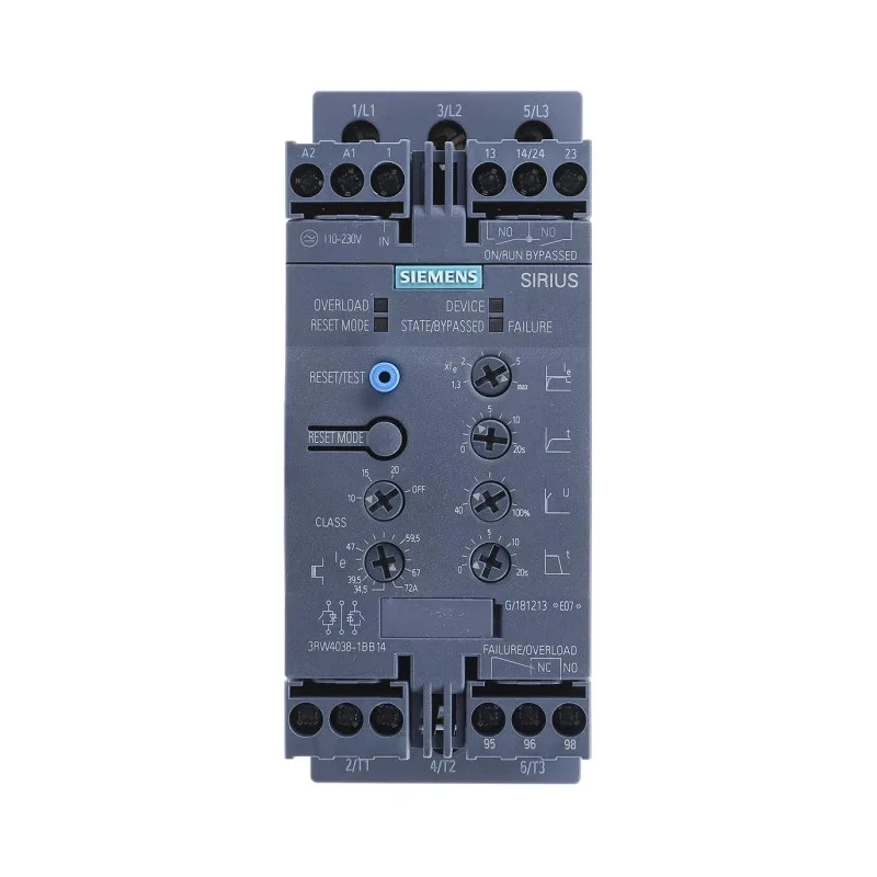 Siemens 3 Phase Soft Starter 480V AC, 37 kW Power Rating, Series 3RW40 3RW4038-1BB14