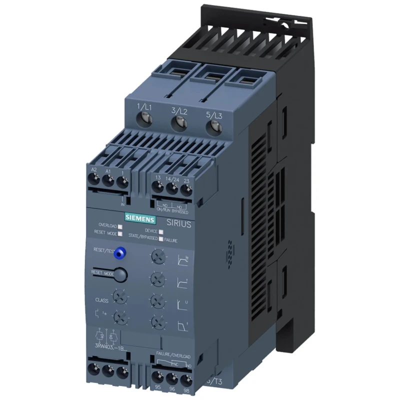 Siemens 3 Phase Soft Starter 480V AC, 37 kW Power Rating, Series 3RW40 3RW4038-1BB14