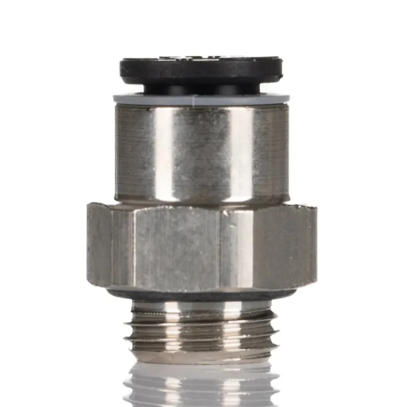 Legris LF3000 Series Pneumatic Fitting Male Threaded-to-Tube 1/8 in G Push-In 6 mm Nickel Plated Brass LF3000