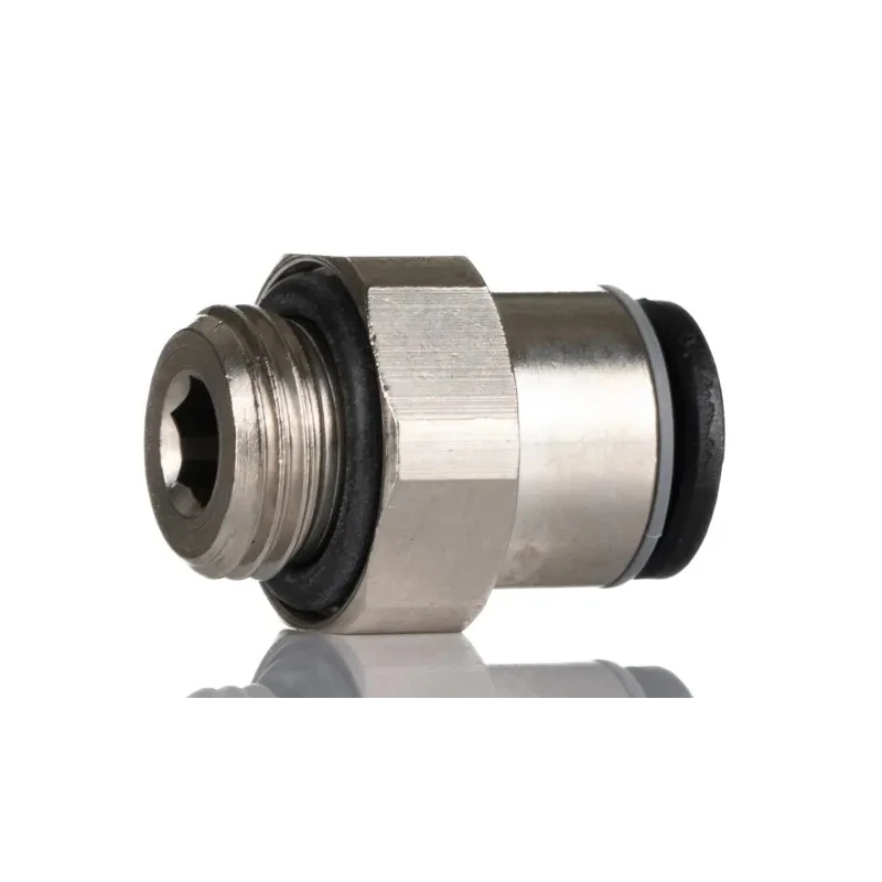 Legris LF3000 Series Pneumatic Fitting Male Threaded-to-Tube 1/8 in G Push-In 6 mm Nickel Plated Brass LF3000