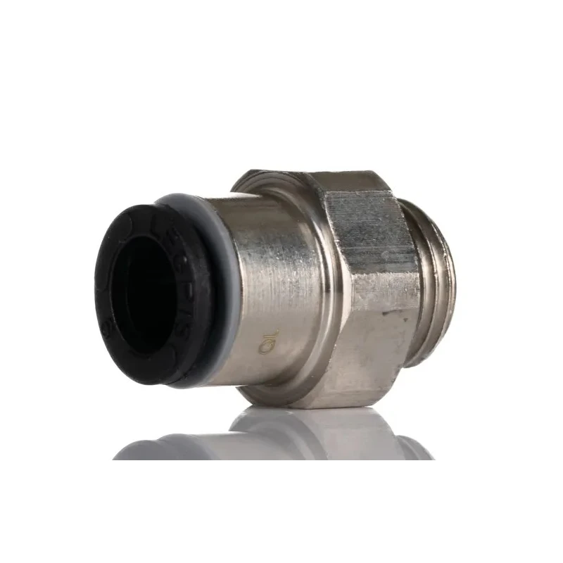 Legris LF3000 Series Pneumatic Fitting Male Threaded-to-Tube 1/8 in G Push-In 6 mm Nickel Plated Brass LF3000