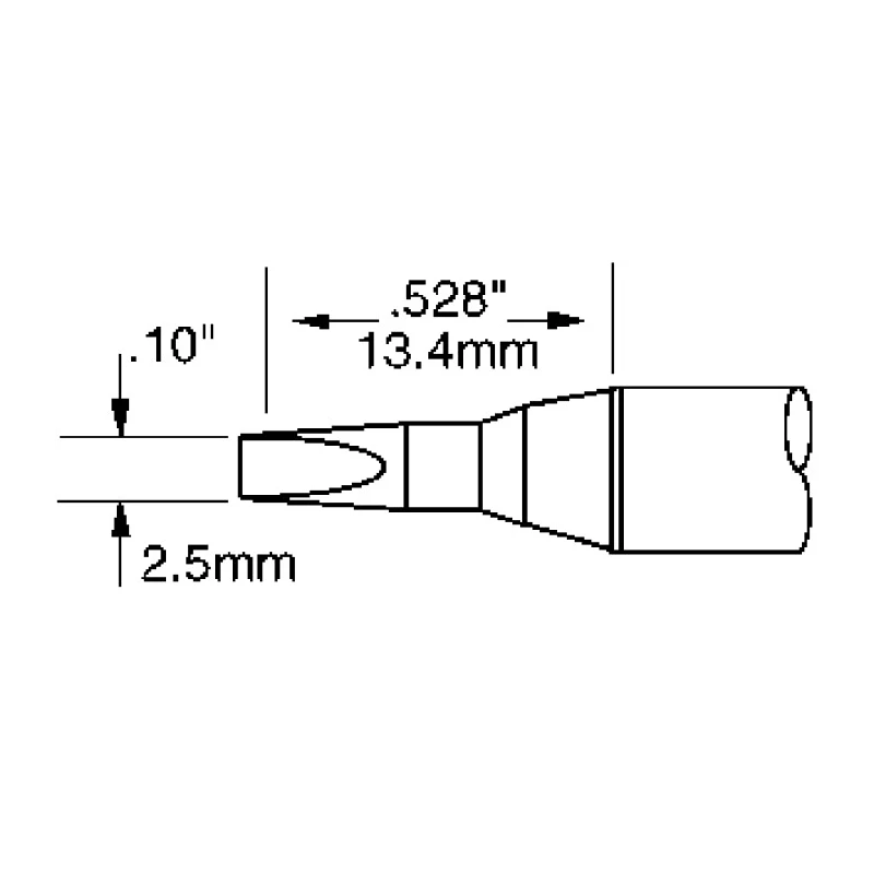 Metcal Soldering Iron Tip SxV 2.5 mm Chisel 13.4 mm Length Compatible with MFR-1120, PS-900, MFR-2220, MFR-2222 SFV-CH25A