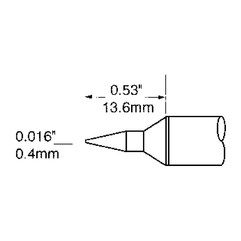 Metcal Soldering Iron Tip, 0.4 mm Tip Width, 13.6 mm Tip Length, Conical SFV-CNL04